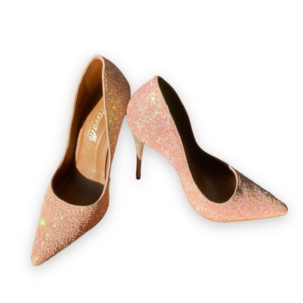 L'Intervalle Teeva pink glitter heels